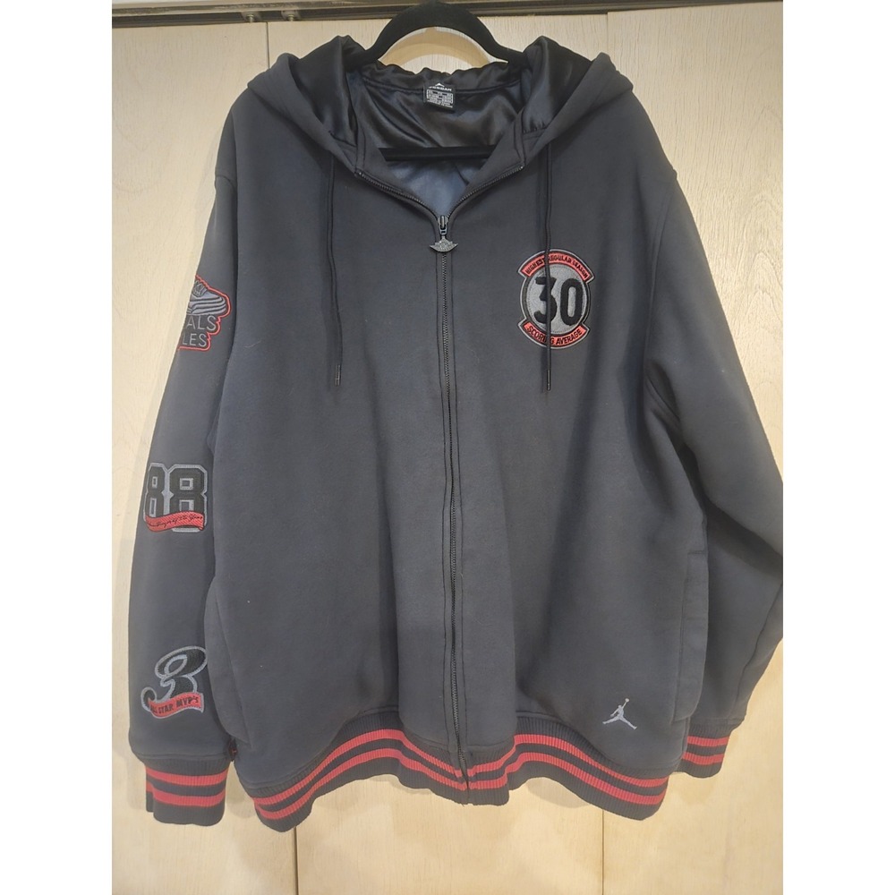 Air Jordan Career Achievement Full Zip Hoodie Jacket XXL Embroidered Black Red